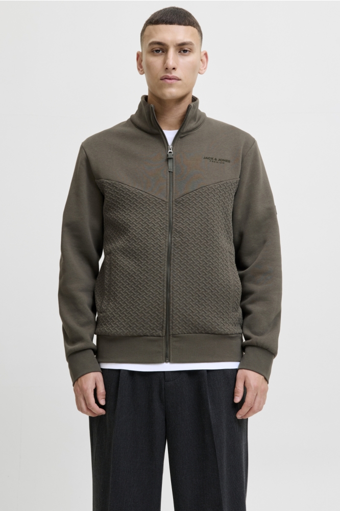 JPRBLUFRANKIE SWEAT ZIP HIGH NECK 12275675 Black Olive